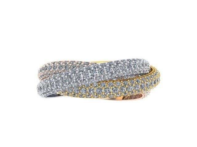 Triple Moissanite Eternity Band in White, Rose and Yellow Gold