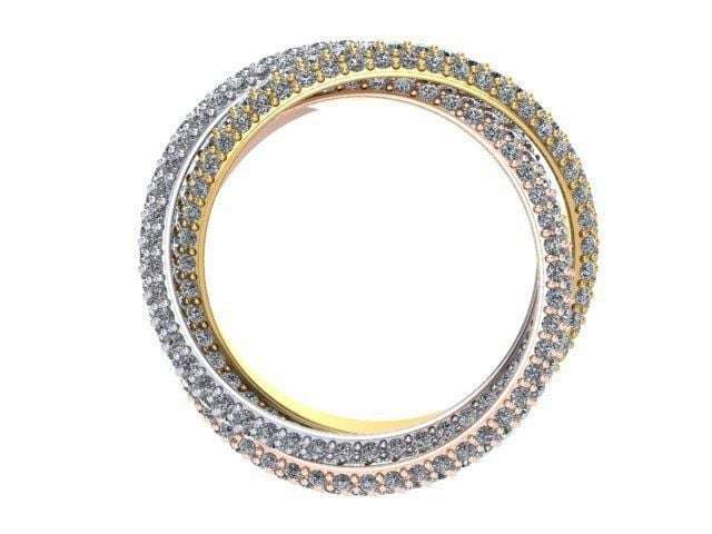 Triple Moissanite Eternity Band in White, Rose and Yellow Gold