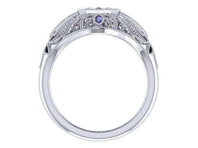 Antique Style Marquise Moissanite Ring in 9ct White Gold