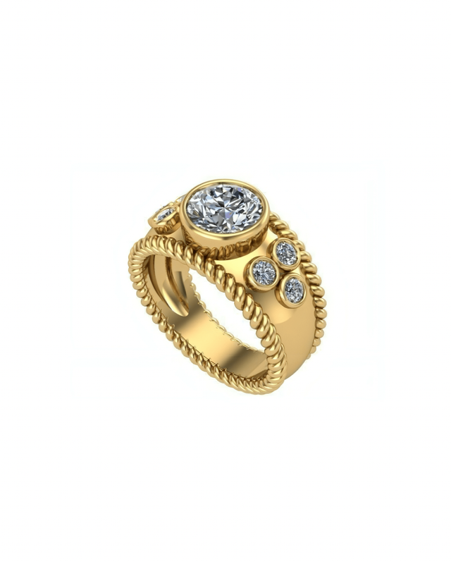 Wide Band Moissanite Engagement Ring