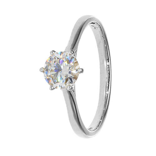 0.80ct Moissanite White Gold 6 Claw Solitaire Ring