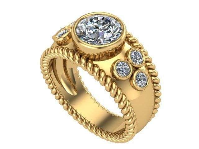 Wide Band Moissanite Engagement Ring