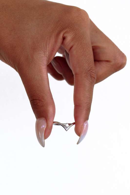 Gold Chevron Moissanite Ring
