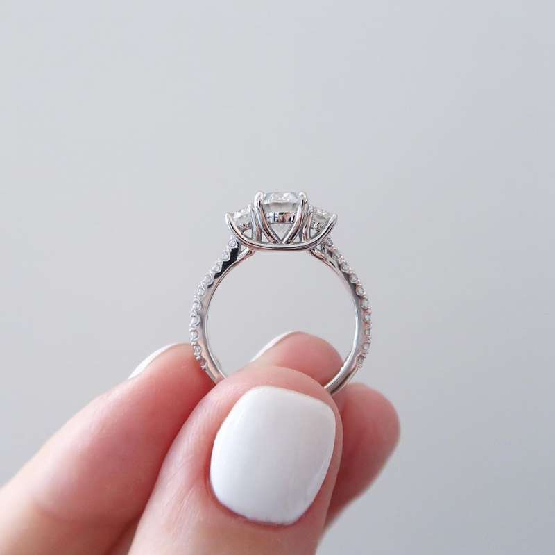 Oval Moissanite Three Stone Ring