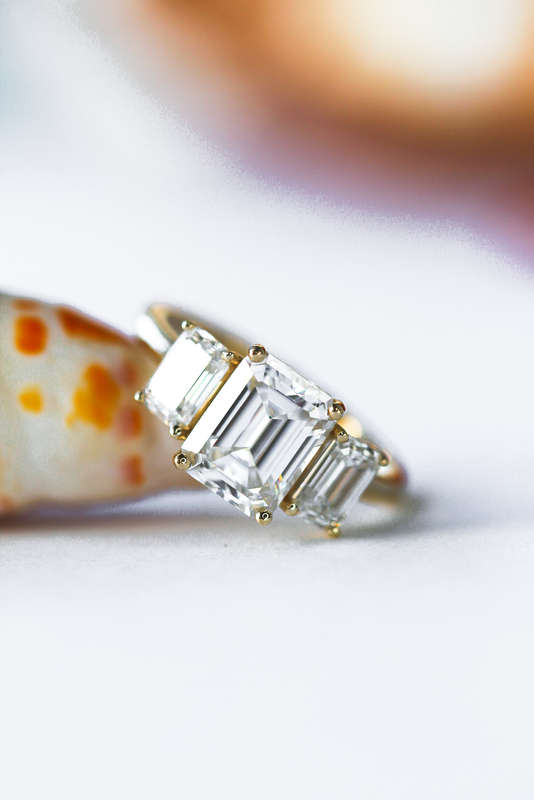 Emerald Cut Trilogy Ring