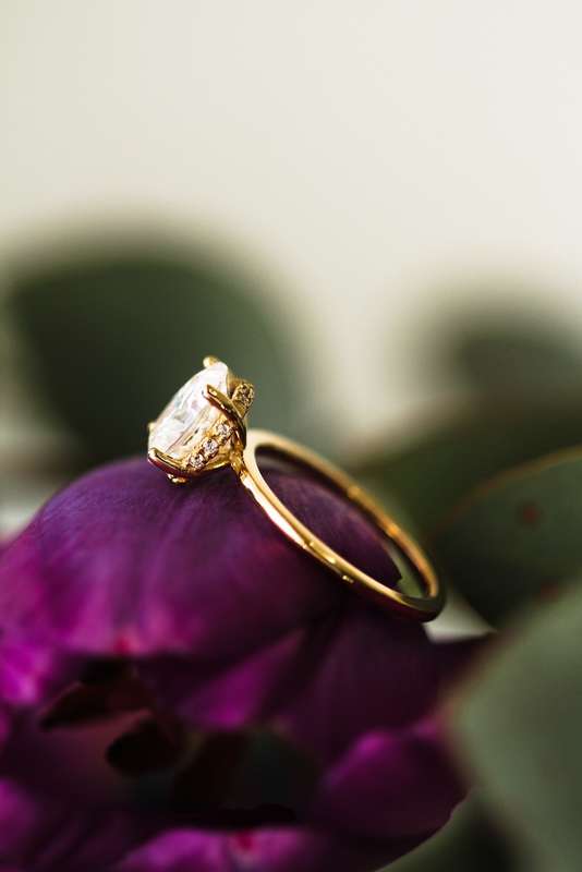 Oval Moissanite Hidden Halo Engagement Ring
