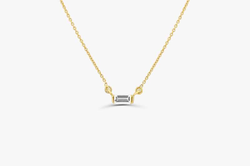Gold Baguette Moissanite Necklace