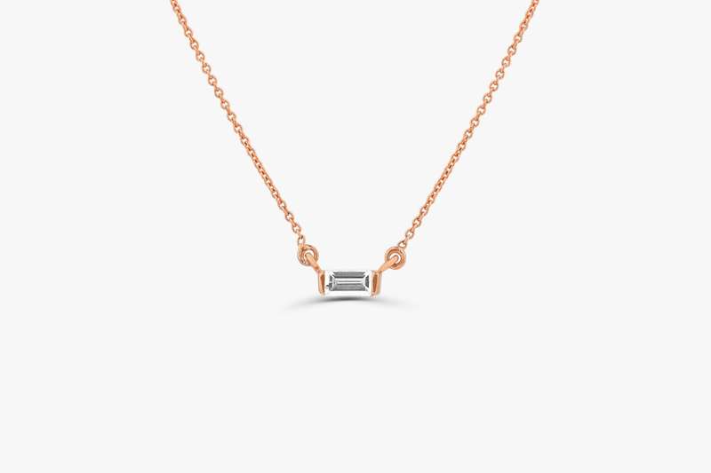 Gold Baguette Moissanite Necklace