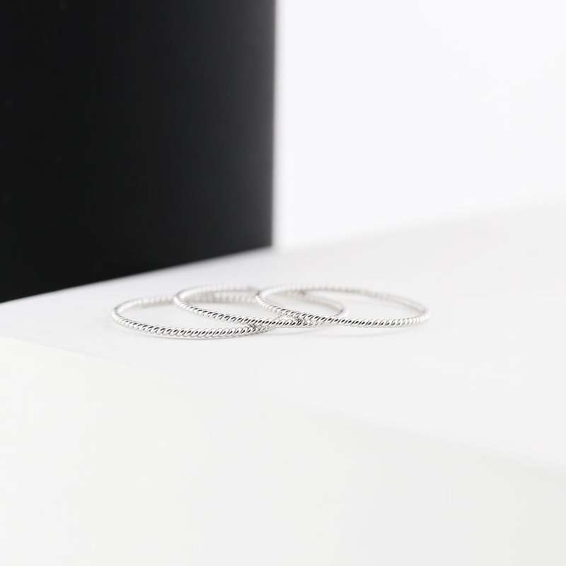 Twisted Rope Wedding Band Set of 3