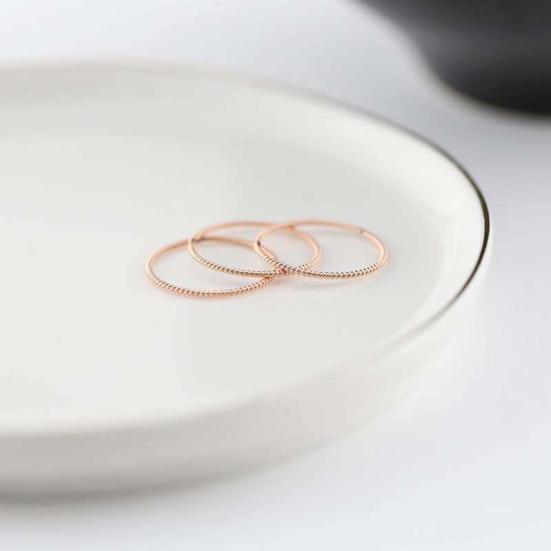 Twisted Rope Wedding Band Set of 3