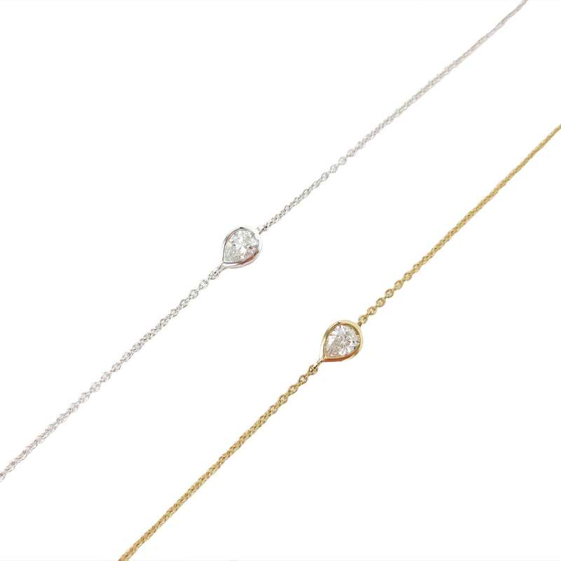 Bezel Set Pear Shaped Moissanite Bracelet