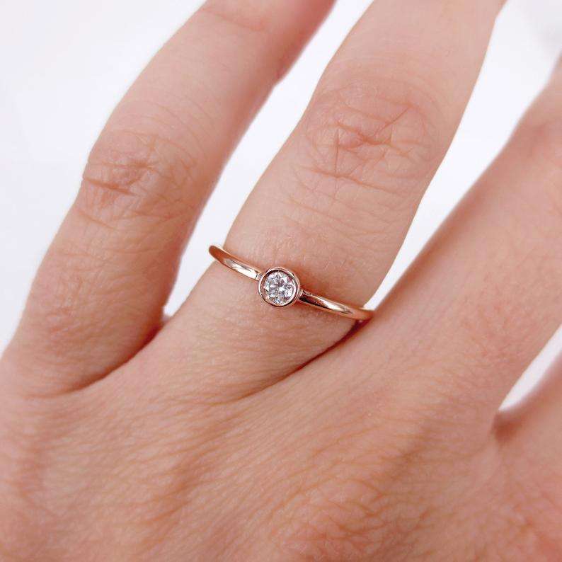 Solitaire Bezel Moissanite Ring