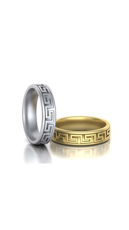 9ct Gold Mens Meander Wedding Ring