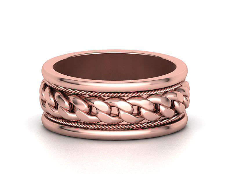 9ct Gold Mens Cuban Wedding Ring