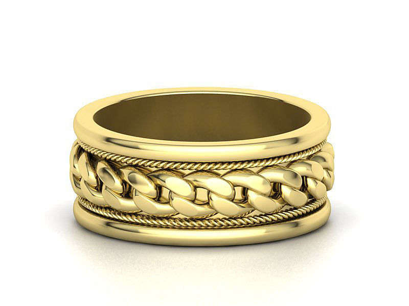 9ct Gold Mens Cuban Wedding Ring