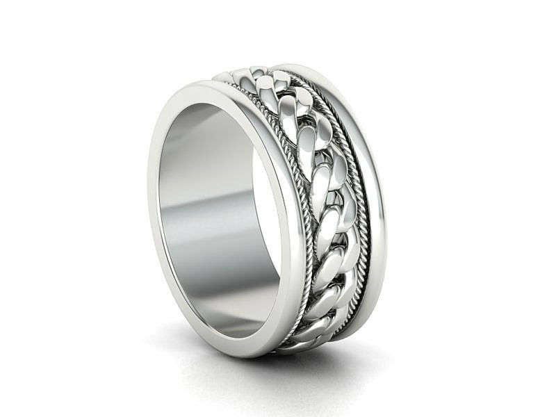 9ct Gold Mens Cuban Wedding Ring