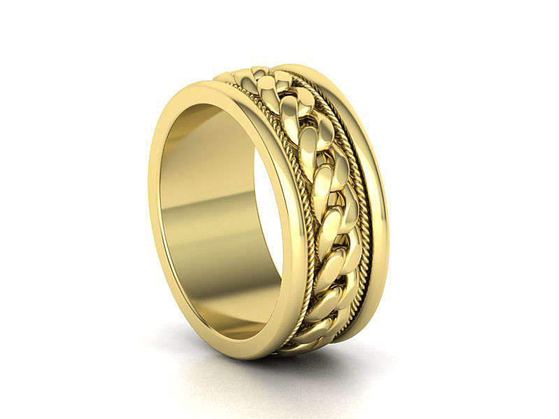 9ct Gold Mens Cuban Wedding Ring