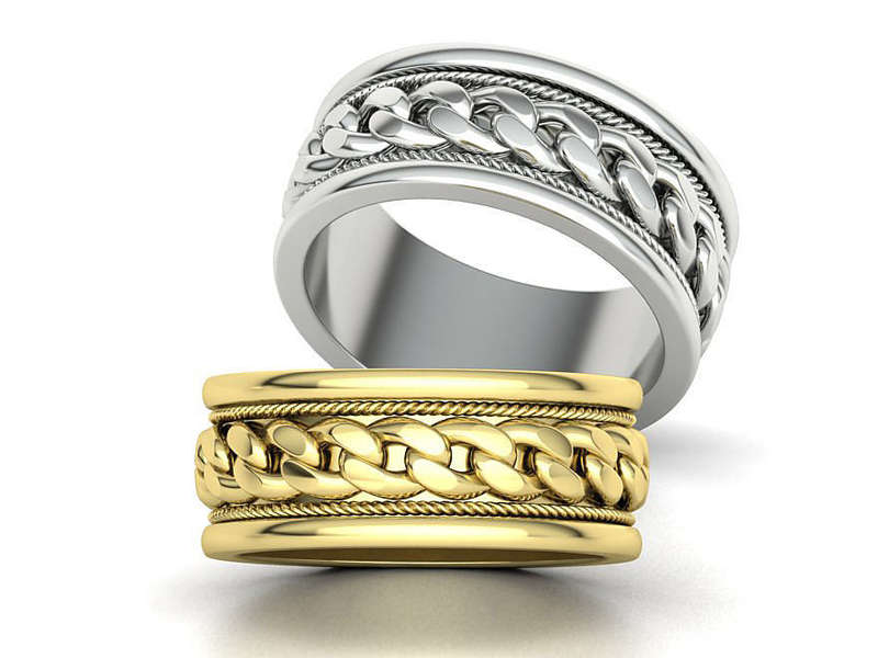 9ct Gold Mens Cuban Wedding Ring
