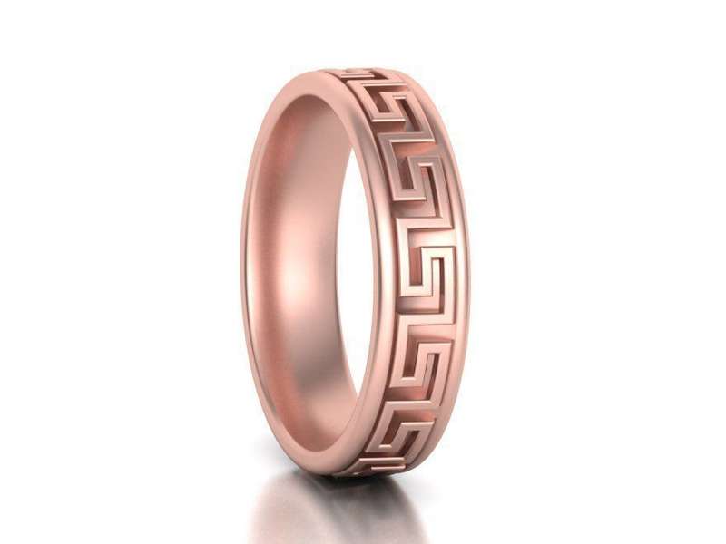 9ct Gold Mens Meander Wedding Ring