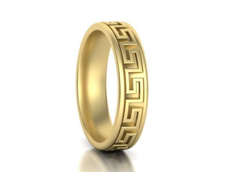 9ct Gold Mens Meander Wedding Ring