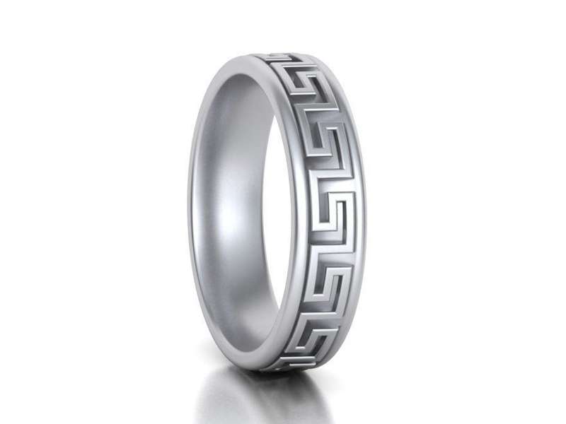 9ct Gold Mens Meander Wedding Ring