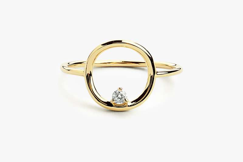 Gold Circle Moissanite Ring