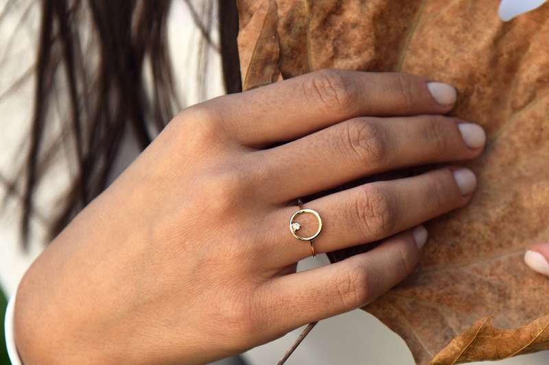 Gold Circle Moissanite Ring