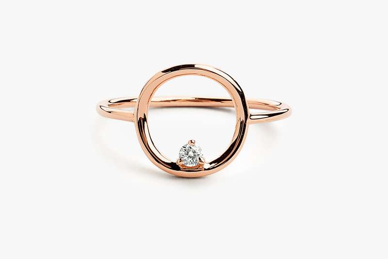 Gold Circle Moissanite Ring