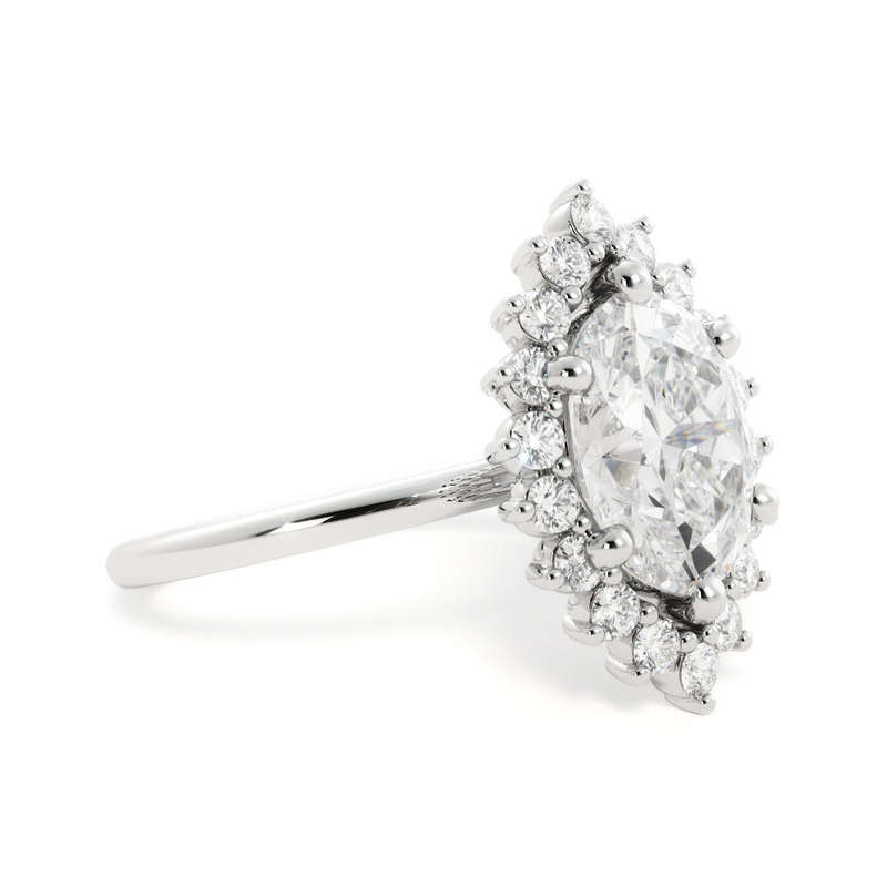 3ct Oval Floral Halo Moissanite Engagement Ring