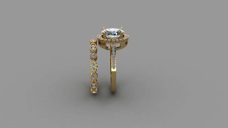 Oval Moissanite Engagement Ring With Matching Wedding Band