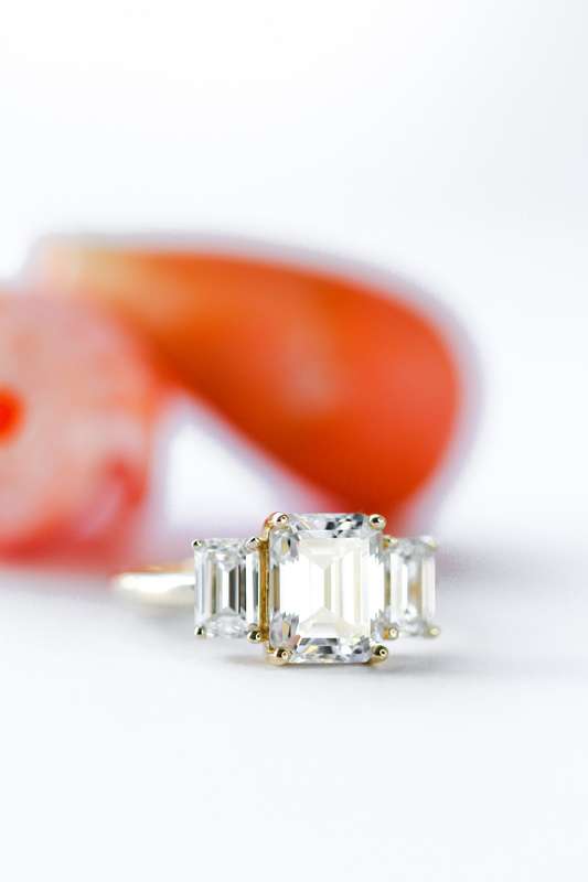Emerald Cut Trilogy Ring