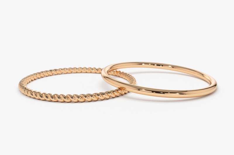 Gold Twisted Rope Ring Set