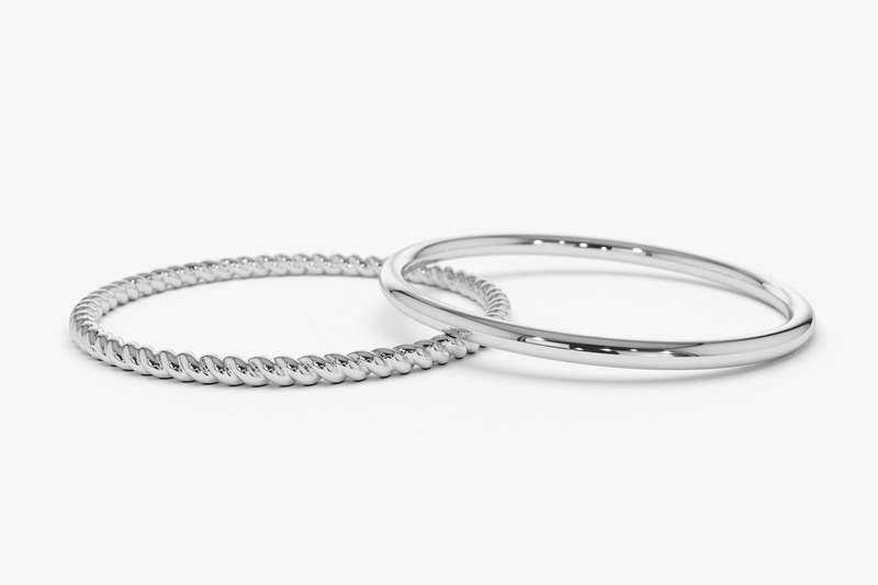 Gold Twisted Rope Ring Set