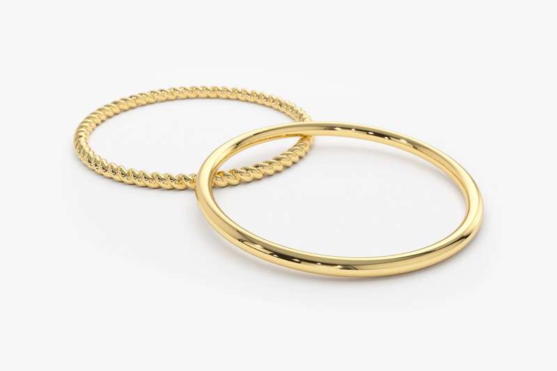 Gold Twisted Rope Ring Set