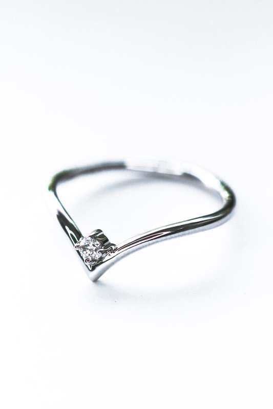 Gold Chevron Moissanite Ring