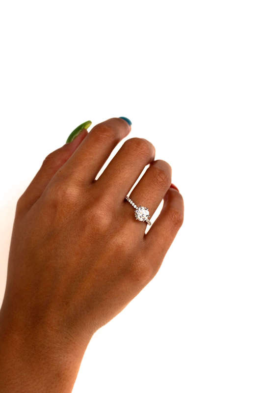Ira - Round Brilliant Moissanite Pavè Solitaire Engagement Ring