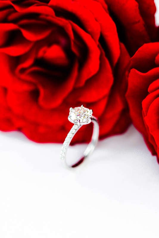 Ira - Round Brilliant Moissanite Pavè Solitaire Engagement Ring
