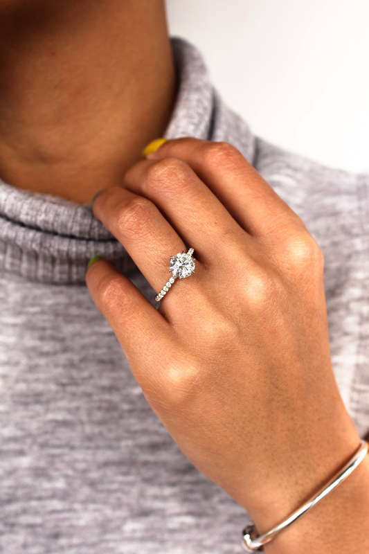 Ira - Round Brilliant Moissanite Pavè Solitaire Engagement Ring