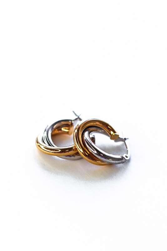 Gold Double Hoop Huggies Earrings