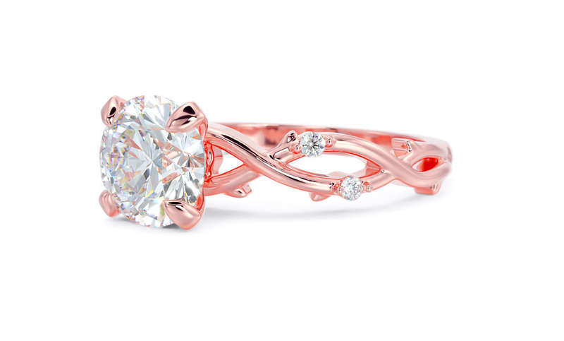 1ct Moissanite Leaf Band Engagement Ring