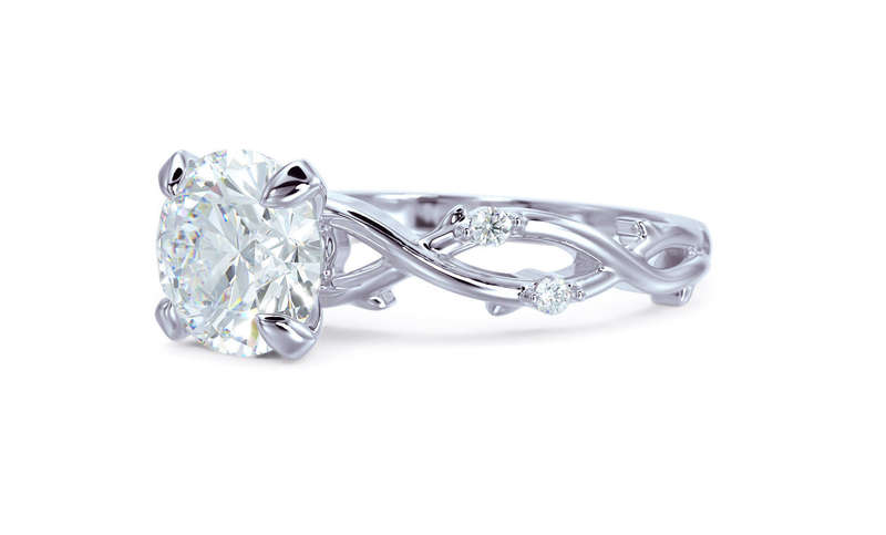 1ct Moissanite Leaf Band Engagement Ring