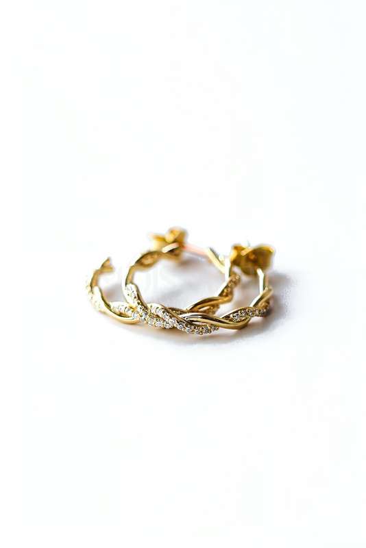 9ct Gold Twisted Moissanite Hoop Earrings