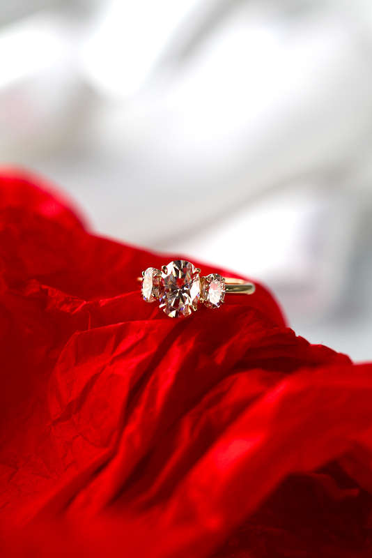Oval Moissanite Trilogy Engagement Ring
