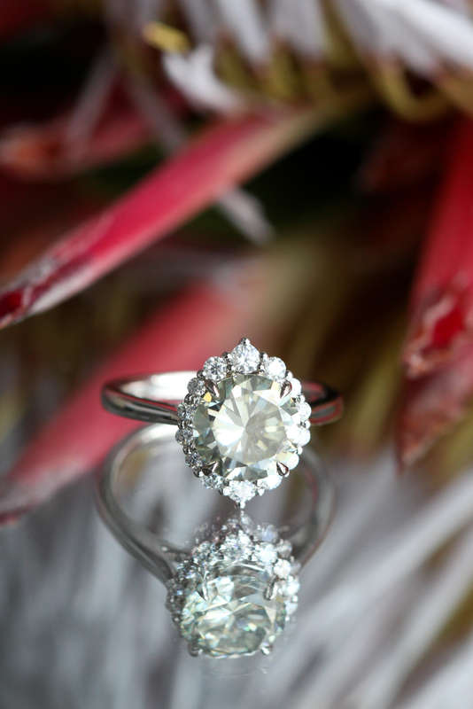 Graduated Halo Moissanite Engagement Ring