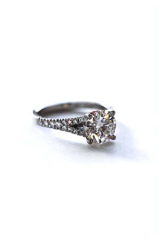 Moissanite Round Risen Heart Engagement Ring