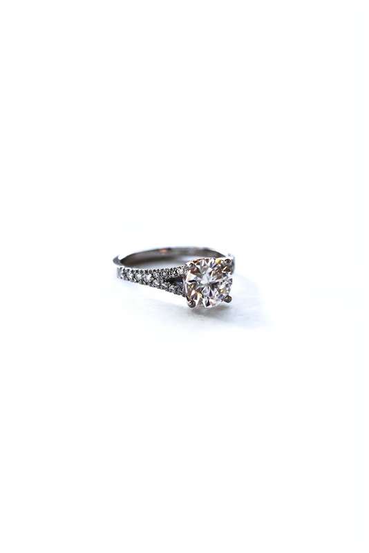 Moissanite Round Risen Heart Engagement Ring