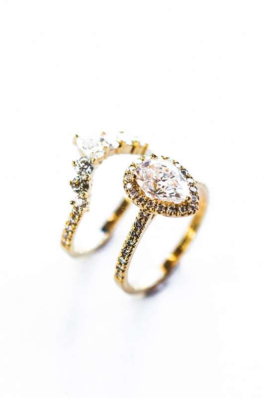 Pear And Marquise Halo Crown Moissanite Wedding Ring Set