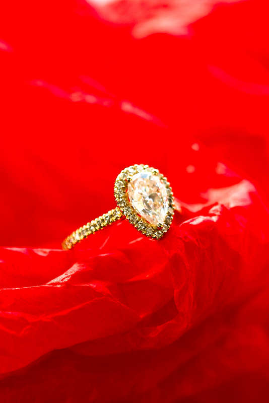 Pear And Marquise Halo Crown Moissanite Wedding Ring Set