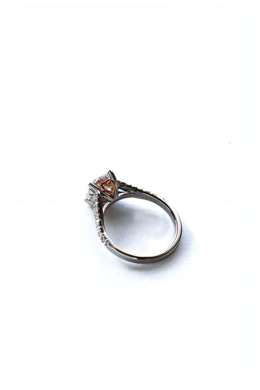 Moissanite Round Risen Heart Engagement Ring
