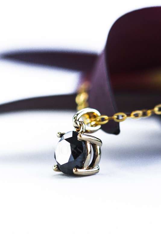 Gold Black Diamond Solitaire Necklace